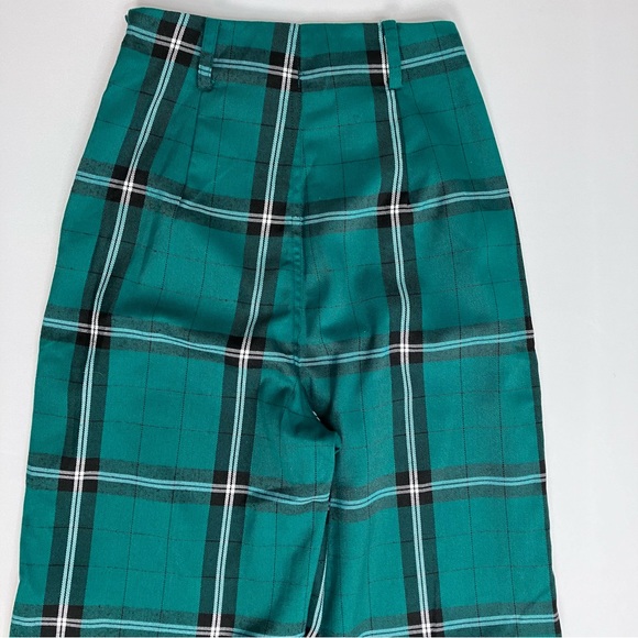 SOLD Collectif x Modcloth Giacinta Green Plaid Wide Leg Trousers High Rise - Picture 7 of 10